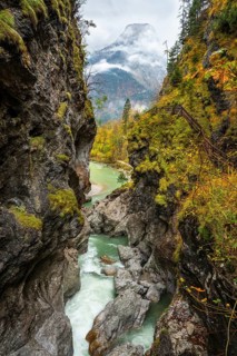 The River Lammer in the Lammerklamm gorge, view from the High Bridge, the footbridge over the river