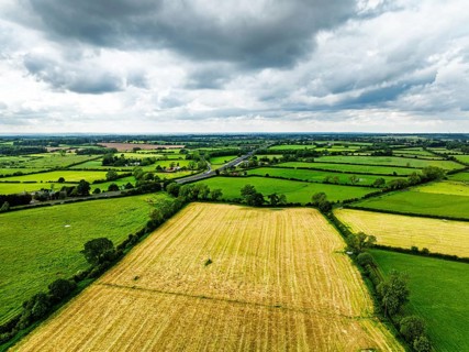 Farms and Fields over East Harlsey from a drone, North Yorkshire, England, United Kingdom