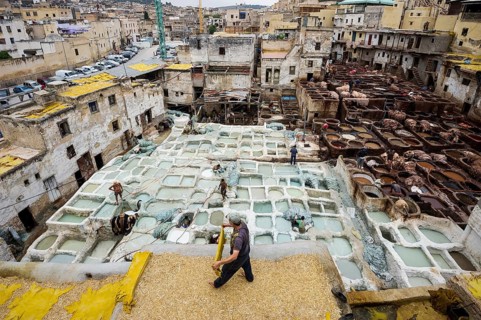 Chouwara tanning and dyeing district, Fez El Bali, Medina, UNESCO World Heritage Site, Fez, Morocco