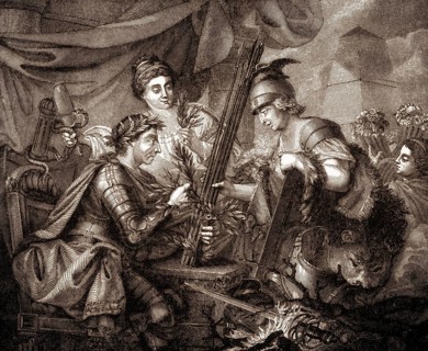 Frederick II of Prussia binding together the League of Princes, allegorical representation of 1786