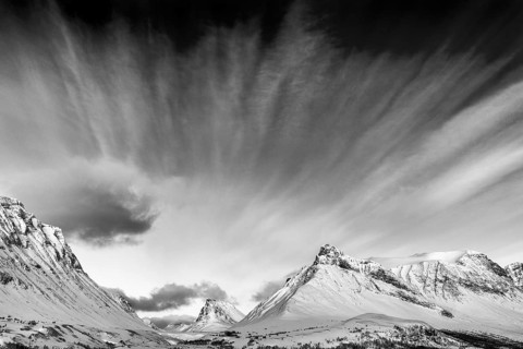 Morning atmosphere in the mountains, Kebnekaisefjäll, Norrbotten, Lapland, Sweden, April 2018