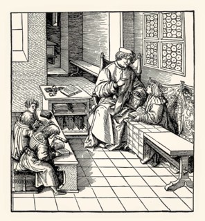 Emperor Maximilian I as a schoolchild, Der Weisskunig, Leonhard Beck, 1515, digitally restored