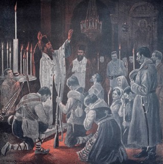 1st World War, Blessing of Bulgarian volunteers (original pictorial text from 1915, original