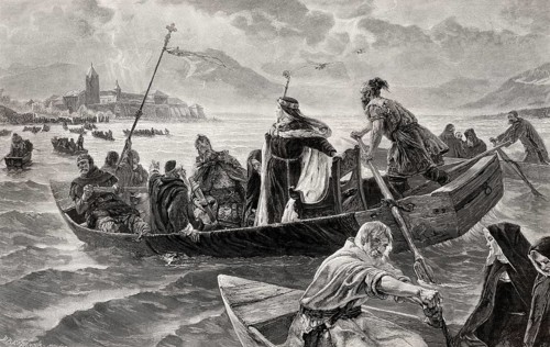 Arrival of Blessed Irmgard of Chiemsee, the first Abbess of Frauenchiemsee, 857