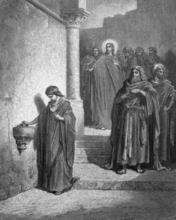 The sacrifice of the poor widow, Mark chapter 12, verse 41, Jesus, watching, visitor, temple,
