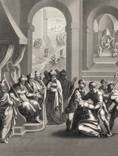 The Parable of the Unforgiving Servant, steel engraving 1853, digitally restored