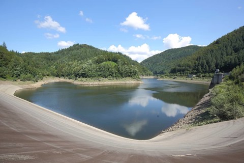 Wehra reservoir at low tide, landscape, weir, southern Black Forest, Black Forest,