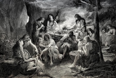 Life of pre-historic cavemen