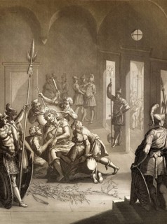 Christ is crowned with thorns, New Testament, steel engraving 1853, digitally restored