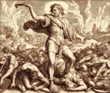 Samson Slays a Thousand Men with the Jawbone of a Donkey, Old Testament, by Julius Schnorr von