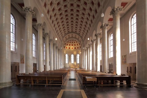 Classicist St. Georg church, interior view, Bensheim, Bergstraße, Hesse, Germany