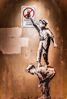 Banksy - Graffiti is a Crime, Graffiti crime or new art form, 2013, New York City, USA, exhibition