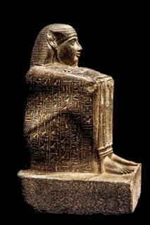 Block statue of the vizier Paser with emblems of the gods of Thebes, from the exhibition: Ramses
