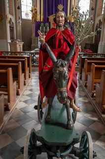 Palmesel decorated for the Palmesel procession, tradition since the 18th century, Parish Church of