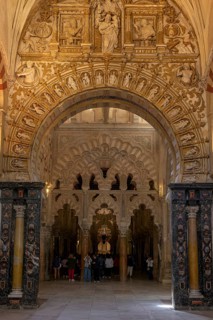 A magnificent interior of the cathedral mosque of Cordoba (Mezquita-Catedral), with richly