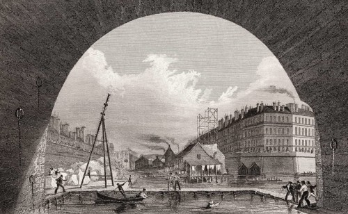 View of river Seine, Paris, antique steel engraved print, 1831