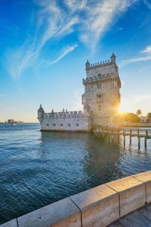 Belem Tower or Tower of St Vincent, famous tourist landmark of Lisboa and tourism attraction, on