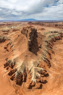 Captivating aerial shot showcasing the unique geological formations and vivid colors of Goblin