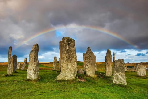 The Calanais Standing Stones are an extraordinary cross-shaped setting of stones, located on the