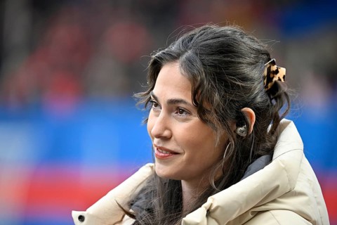 DAZN presenter reporter Ann-Sophie Kimmel Portrait smiles soccer Bundesliga, Voith-Arena,