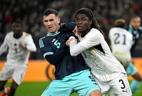 Duel, action Pascal Groß GER (05) against Caleb Yirenkyi GHA (03) Football DFB international