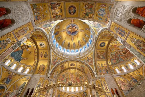 Church of Saint Sava or Temple of Saint Sava orthodox church, Interior, Belgrade, Serbia