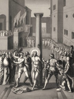 The Flagellation of Christ, New Testament, steel engraving 1853, digitally restored