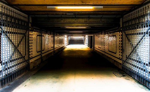 Connecting tunnel at Lichterfelde West S-Bahn station, Berlin, Germany