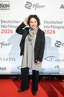Nadja Schulz-Berlinghoff in front of the German Audio Film Awards ceremony at the Colosseum cinema