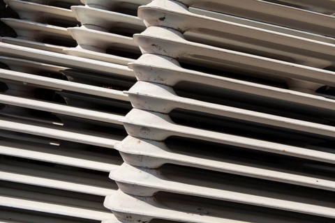 Old cast iron household radiators