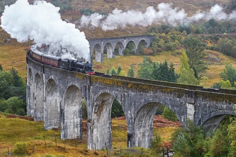 Scotland. Glenfinnan Viaduct, a renowned feat of Victorian engineering and the longest concrete
