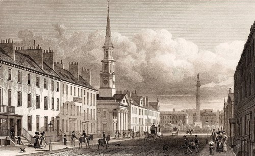 George Street, St Andrew's Church and Lord Melville's Monument, Edinburgh, Scotland, 19th century,
