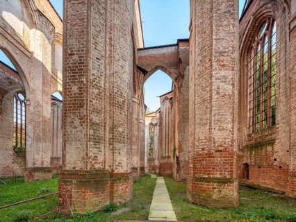Ruin of Gothic monastery church, North German brick Gothic, brick architecture, Dargun,
