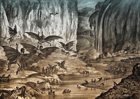 Great Moon Hoax of 1835, about the supposed discovery of life on the Moon, published in The Sun, a