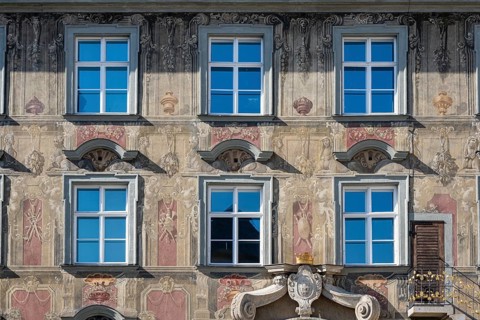 Detailed view, façade painting from Haus zum Cavazzen, city museum in the old town of Lindau,