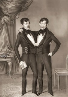 Chang and Eng Bunker, 1811–1874, known as the Siamese Twins, digitally edited