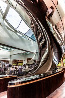 Spectacular double spiral staircase from ground floor to roof terrace, offering breathtaking views