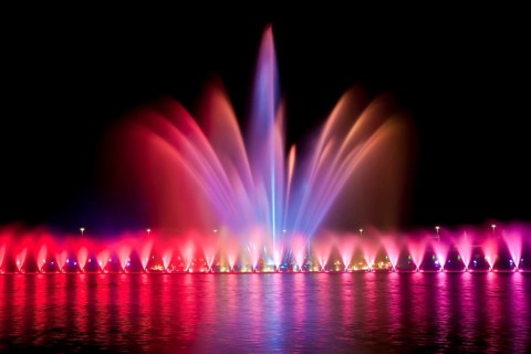 Multimedia fountain show in Wroclaw, Poland