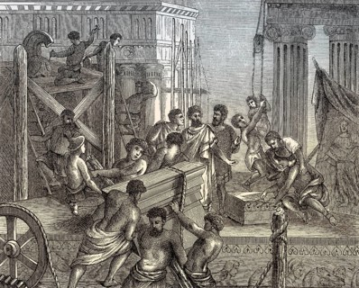 Construction of a temple to Athena Polias, Acropolis of Athens, Greece