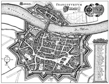 Panoramic view Frankfurt, Main, 17th Century, Germany, Europe, Historische Zeichnung, Stadtansicht