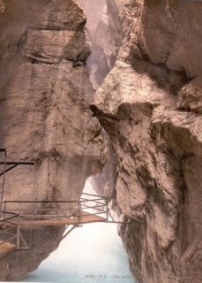 Aareschlucht, bei Meiringen, Bernese Oberland, Switzerland, Historic, digitally restored