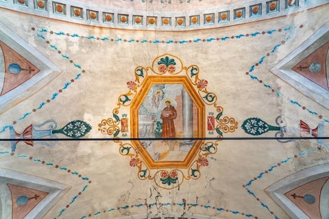 Ceiling painting in the Chapelle de Confrérie chapel in the village of Sant'Antonino in Balagne,