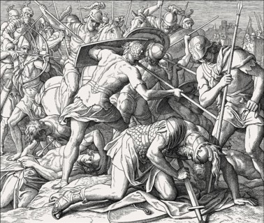 Battle of Gilboa, death of Saul, Old Testament, by Julius Schnorr von Carolsfeld