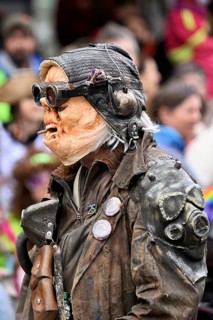 Disguised person at the Wey guild on Rose Monday, Güdismäntig, Lucerne Carnival 2024, Lucerne,