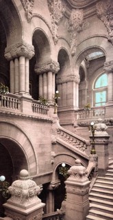 Staircase to the Capitol, Albany, New York, United States of America, USA, digitally restored