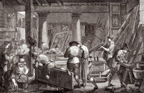 Die Werkstatt eines Tischlers, 18. Jahrhundert, Jacques-François Amand