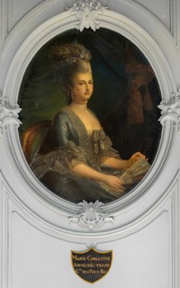 18th century portrait of Marie-Christine d'Autriche in gallery at Château de Bel?il, residence of