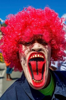 As clown costumed man. Carnival. Mindelo. Cabo Verde. Africa