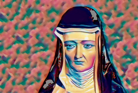 Figure of Hildegard of Bingen, Sibyl of the Rhine, 1098 – 1179, German Benedictine abbess and
