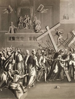 Pilate sentences Christ, New Testament, steel engraving 1853, digitally